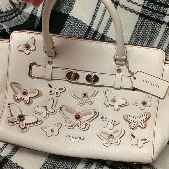 Coach Blake butterfly applique satchel in Chalk - Picture 5 of 13